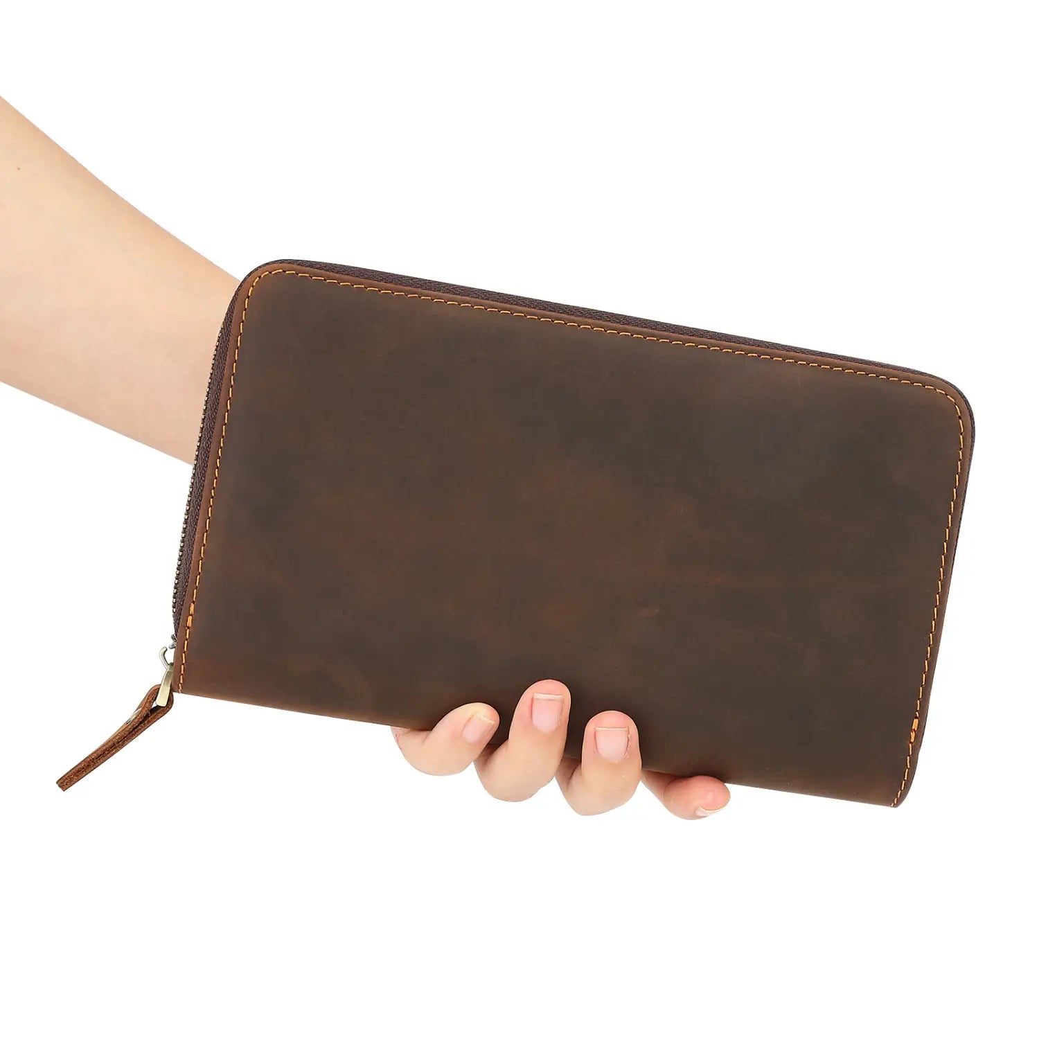 Leather Cowhide Grab Bag Wallet with Multiple Compartments