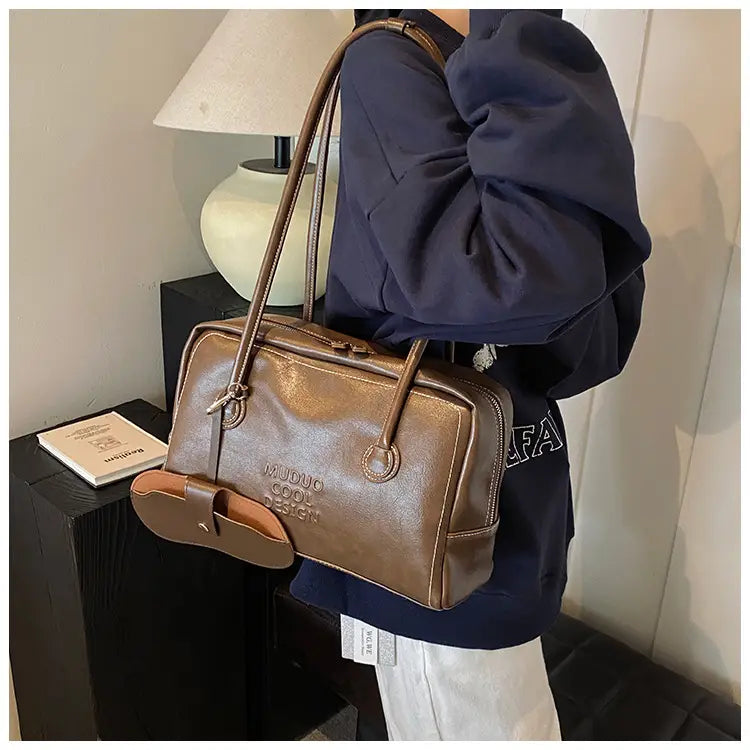 Casual Tote Bag Retro Fashion Polyester Cotton Brown and Red