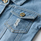 Distressed Cardigan Denim Short Long Sleeve Lapel Children’s Wear