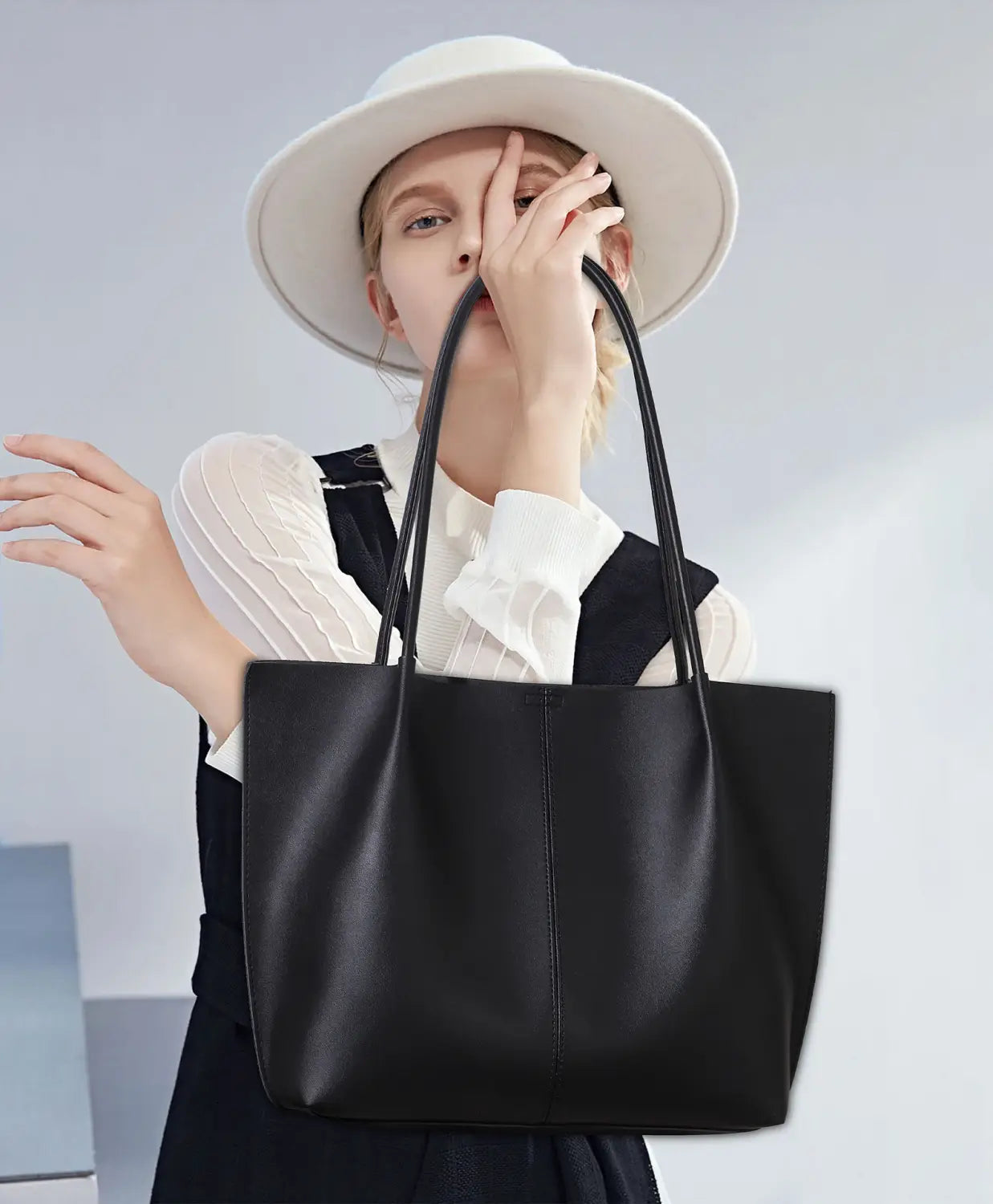 Sac à bandoulière en cuir PU avec poche sandwich et sangle double