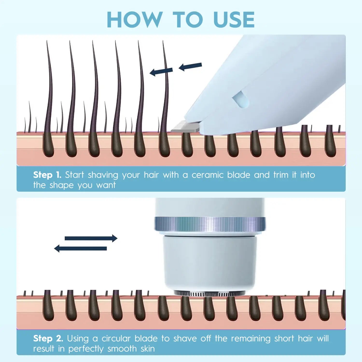 Lady Shaver kijelzővel kettős motoros elektromos szőreltávolítás az egész testhez