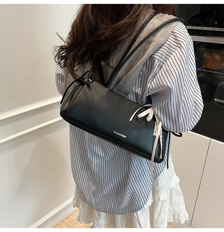 Pungă de pernă din poliester PU moale cu curea de umăr dublu negru roz gri alb alb