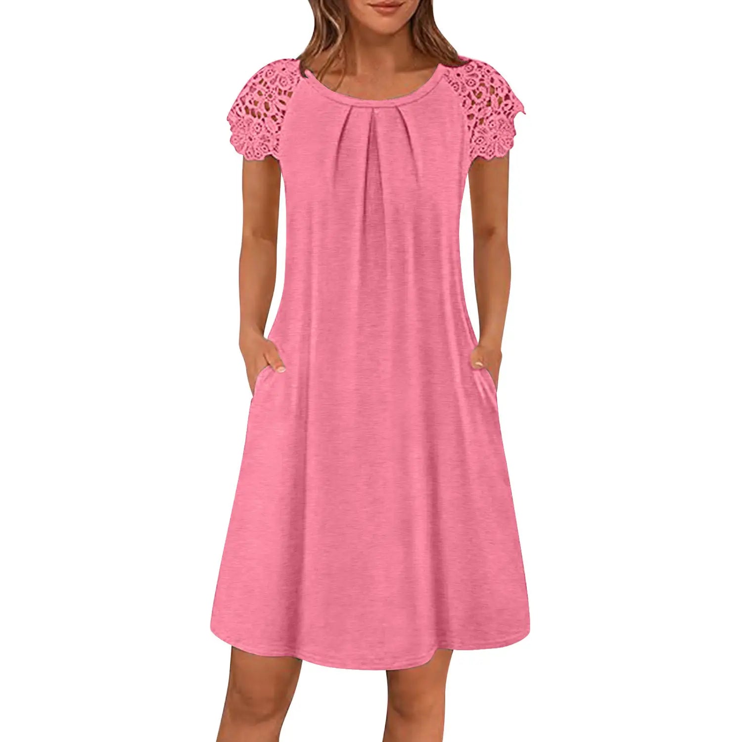 Naisten pitsi -vyötärömekko lyhythiha kesähame plus koko polyesteri