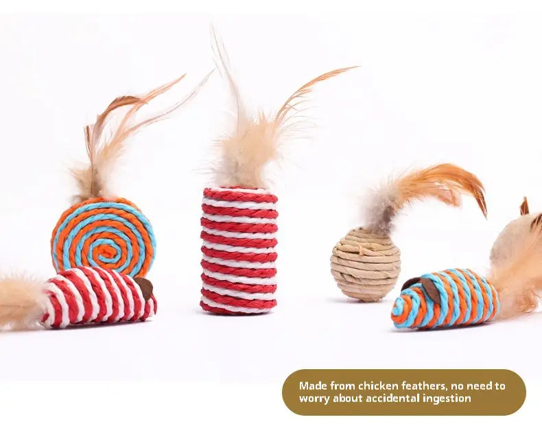 Seitsmetükk puuvill Cat Cat mänguasja, mis on seatud tahketes ja segavärvides