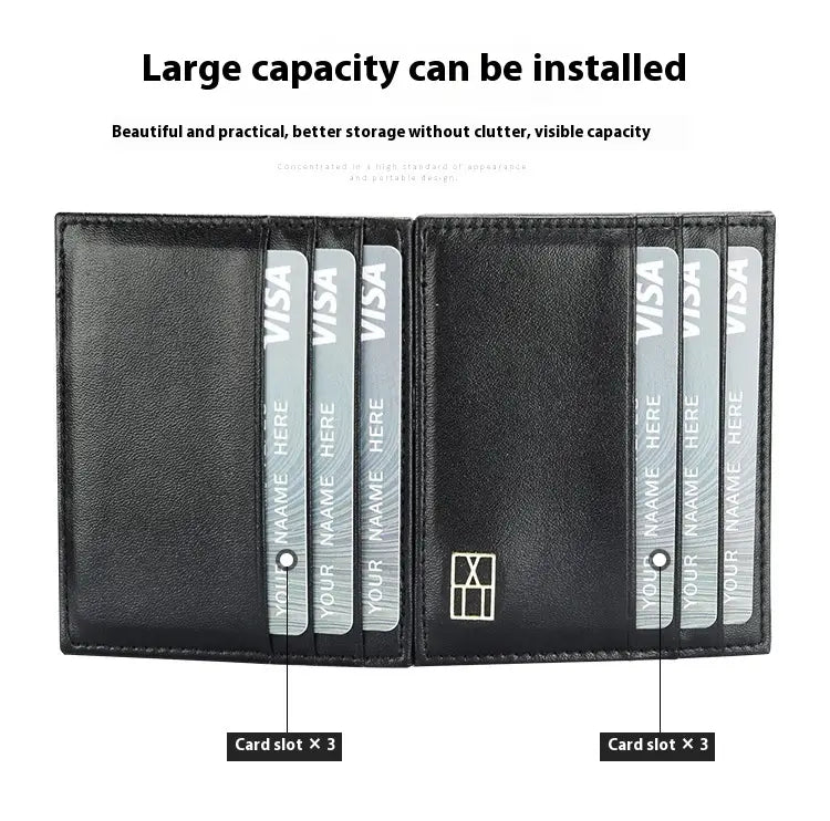 Genuine Leather Wallet for Men in Black Anti-Theft Card Holder Made United States