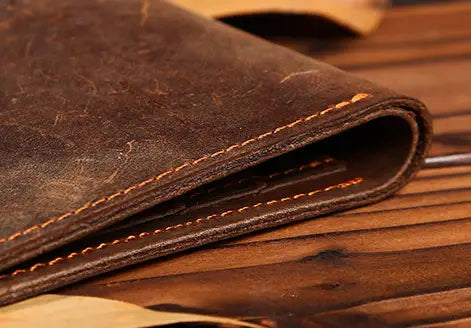 Vintage Crazy Horse Leather Wallet for Men Featuring Cowhide in the United States