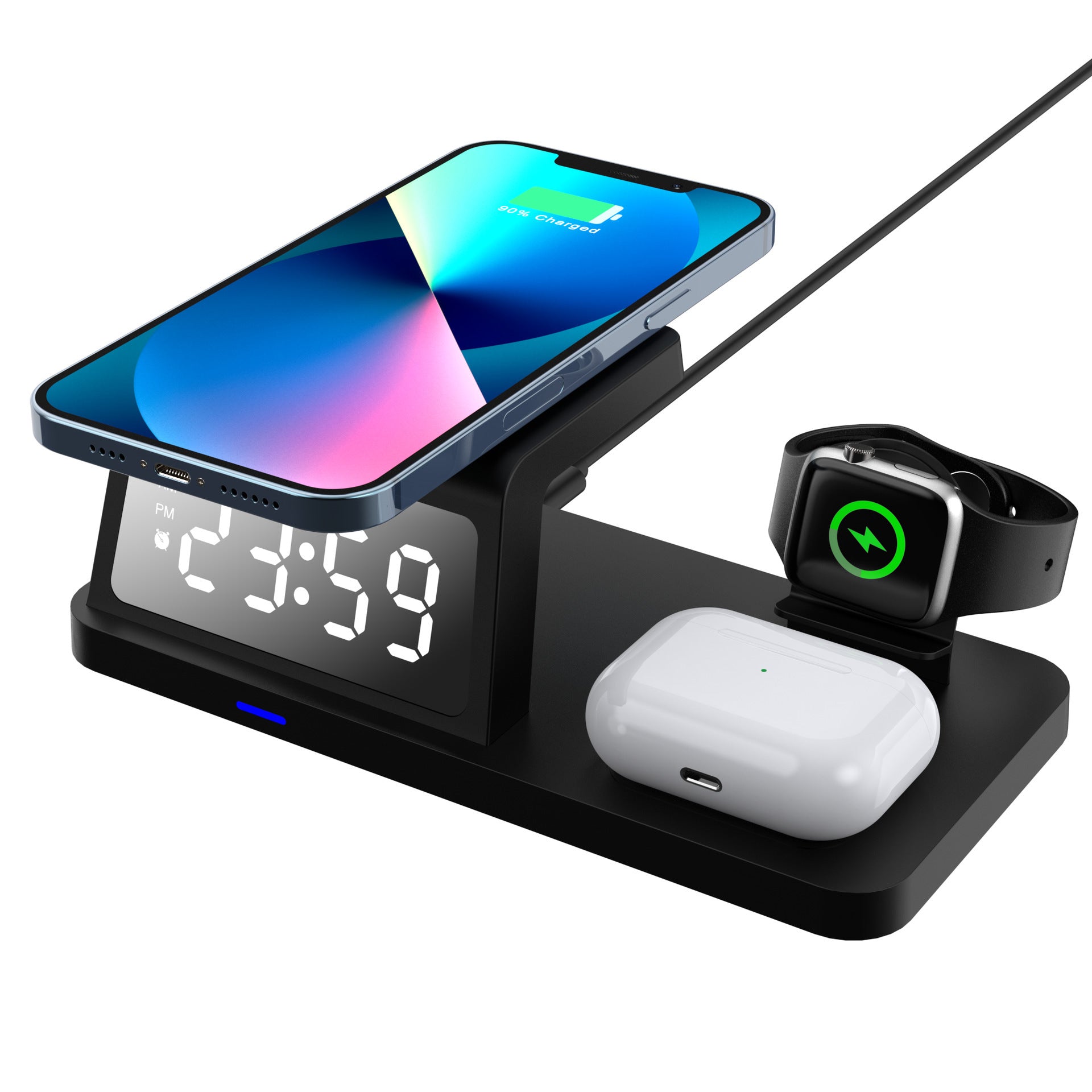 Four-in-one Clock Wireless Charger Fast Charger - Four-in-One Wireless Charger for Speedy Time Travel