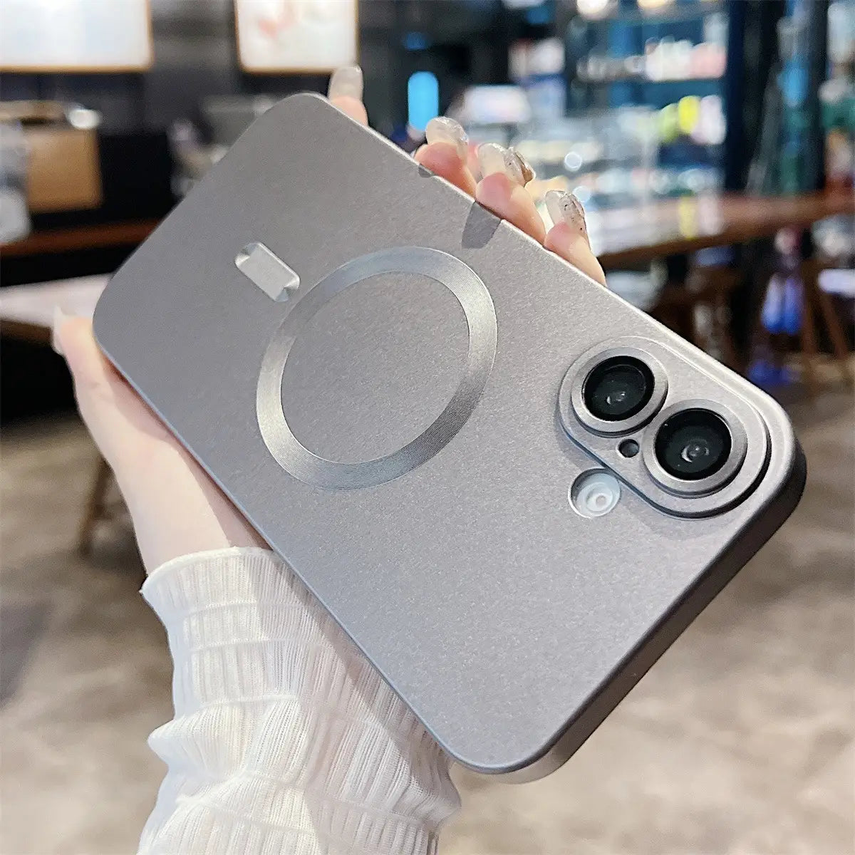 Metallic Paint Magnetic Phone Case for iPhone Non-Apple Brand Compatible