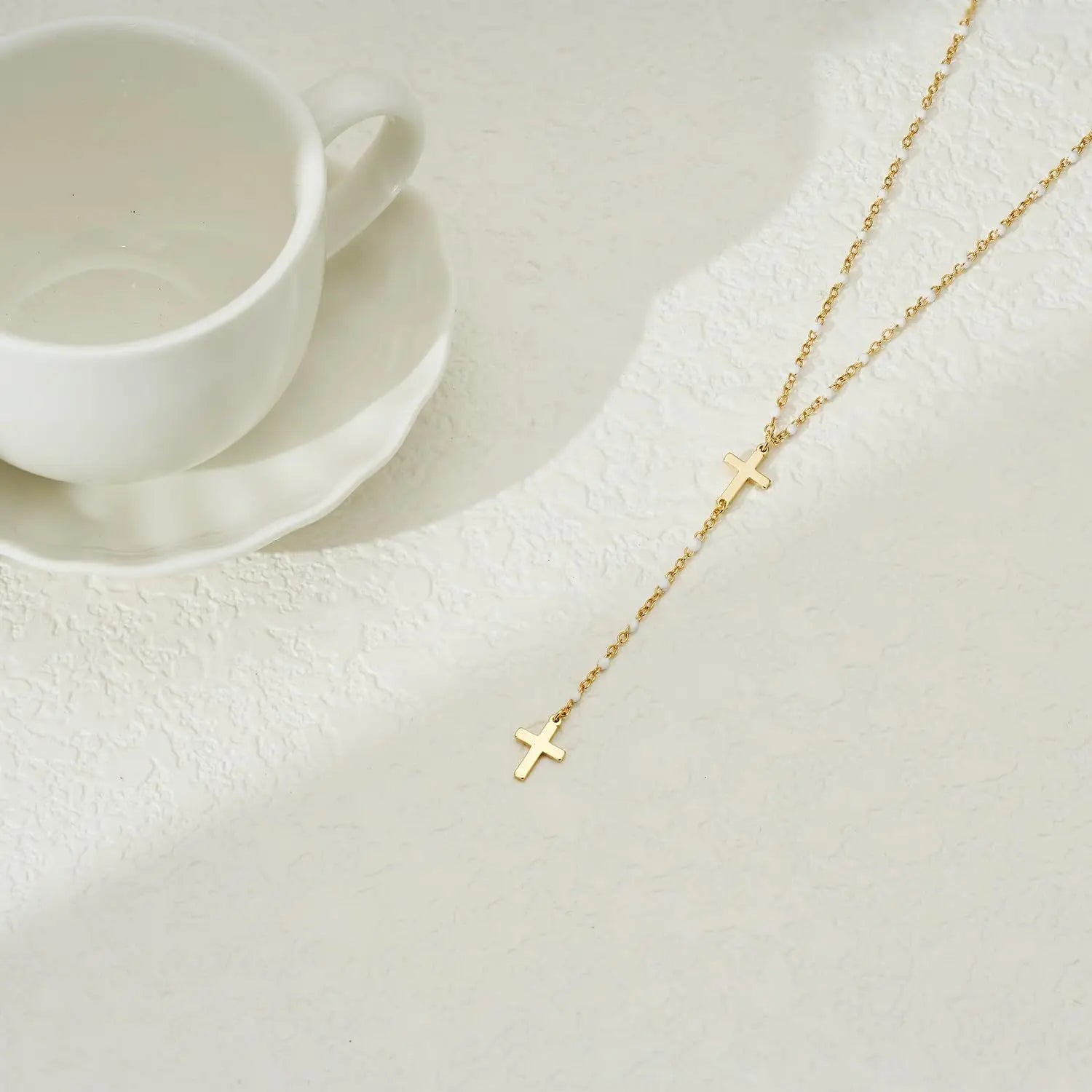 Fashion Cross Necklace Exquisite Y-shaped Bead Necklace