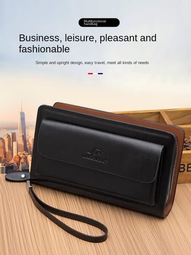 Men’s Business Clutch with Double Zipper Large Capacity in United States