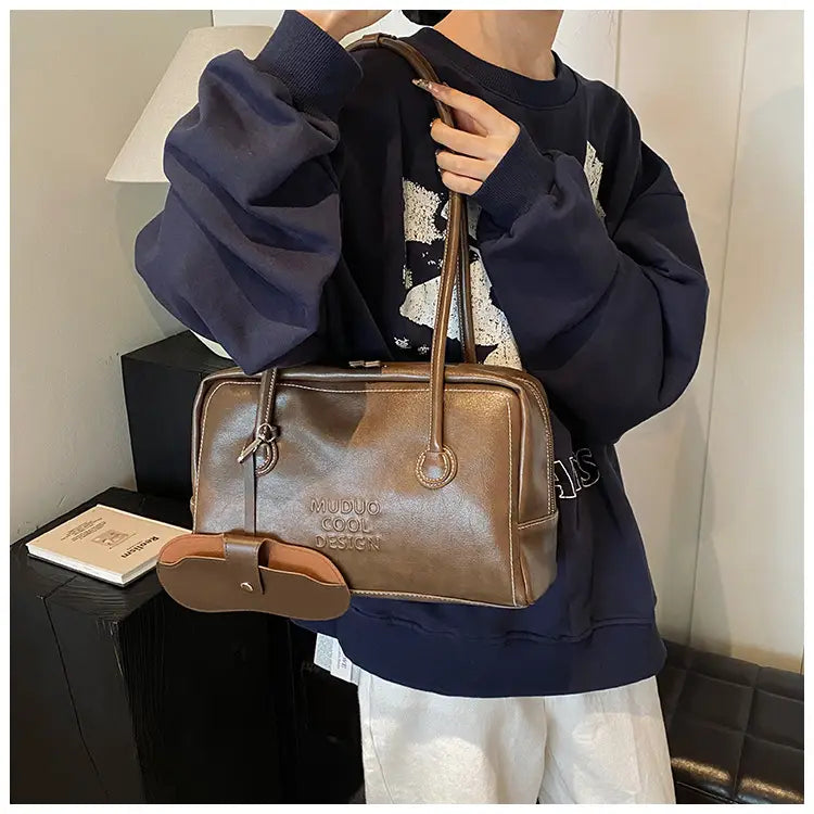 Casual Tote Bag Retro Fashion Polyester Cotton Brown and Red