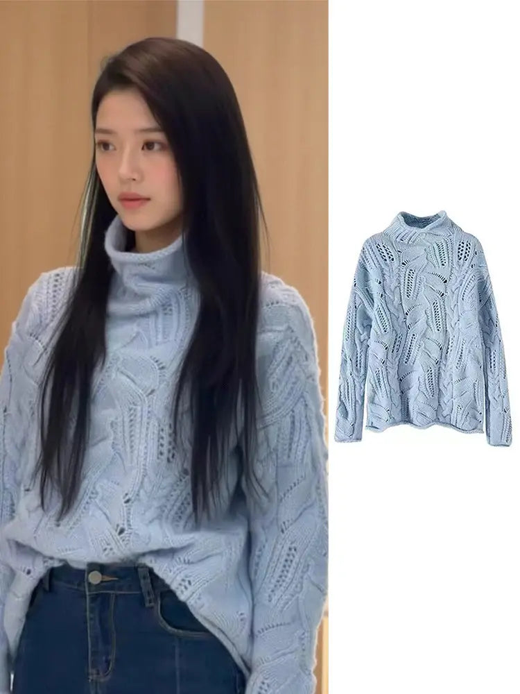 3D mintázatú gyapjúkeverék pulóver pulóver több színű és méretű nők számára