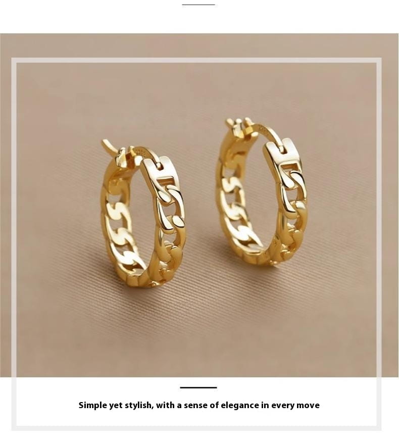 S925 Sterling Silver Chain Ear Ring Women’s Hollow Design Earrings