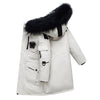 Children's Down Jacket Boys' Mid-length Thickening Plus Size Fur Collar Coat - White And Black Fur