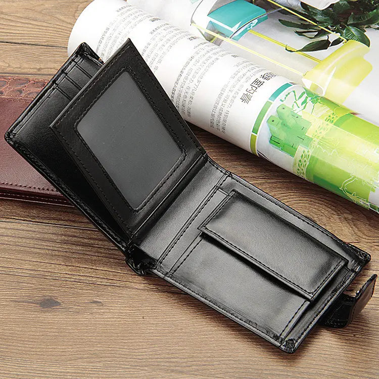 PU Leather Buckle Short Wallet with Multiple Compartments