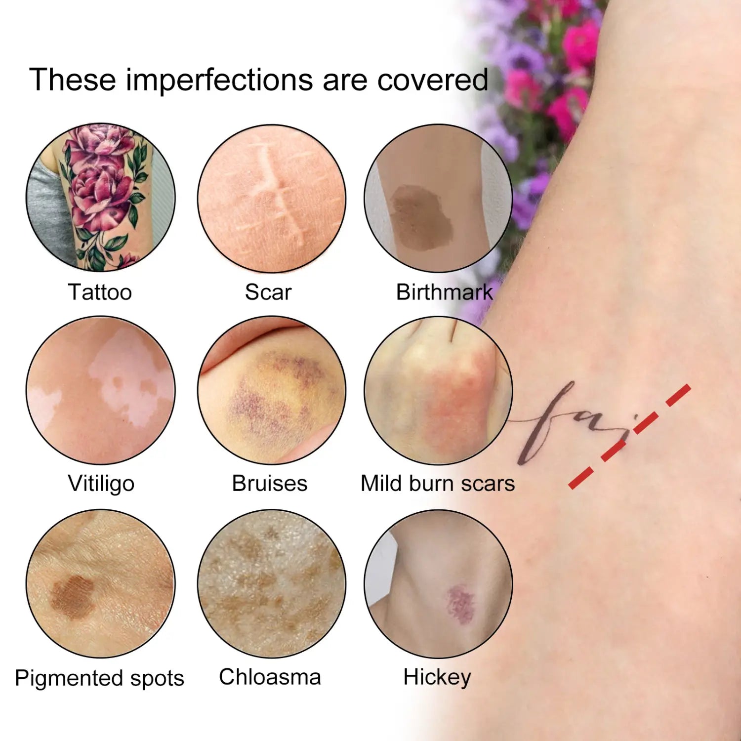 Waterproof Brightening Cover Concealer for Tattoos Scars Birthmarks