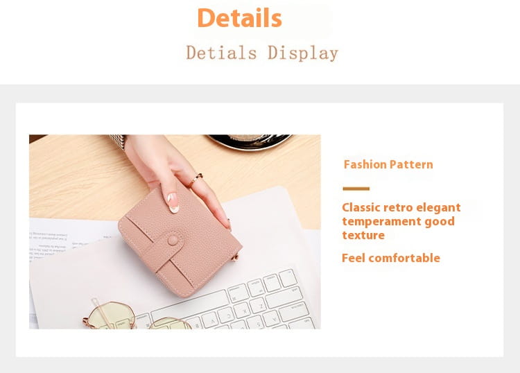 Solid Color Leather Wallet with Breathable Antibacterial Pu Lining