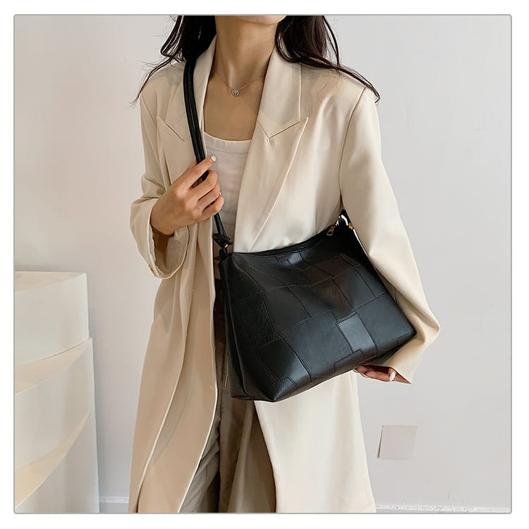 Borsa per valigia in pelle PU con una borsetta per spalla da viaggio tascabile con cerniera