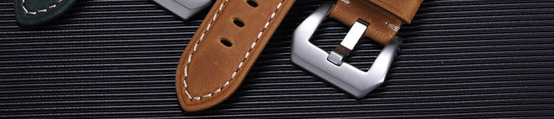 Crazy Horse Leather Pin Buckle Strap 22 24 26mm