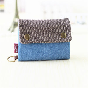 Creative Tri-fold Denim Canvas Wallet Simple Men And Women Can Use Card Holder - Wallet for All with a Denim Twist