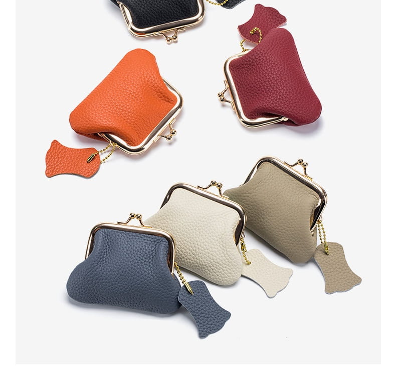 Sparán fíor na mban leathair le líneáil poileistir dath soladach