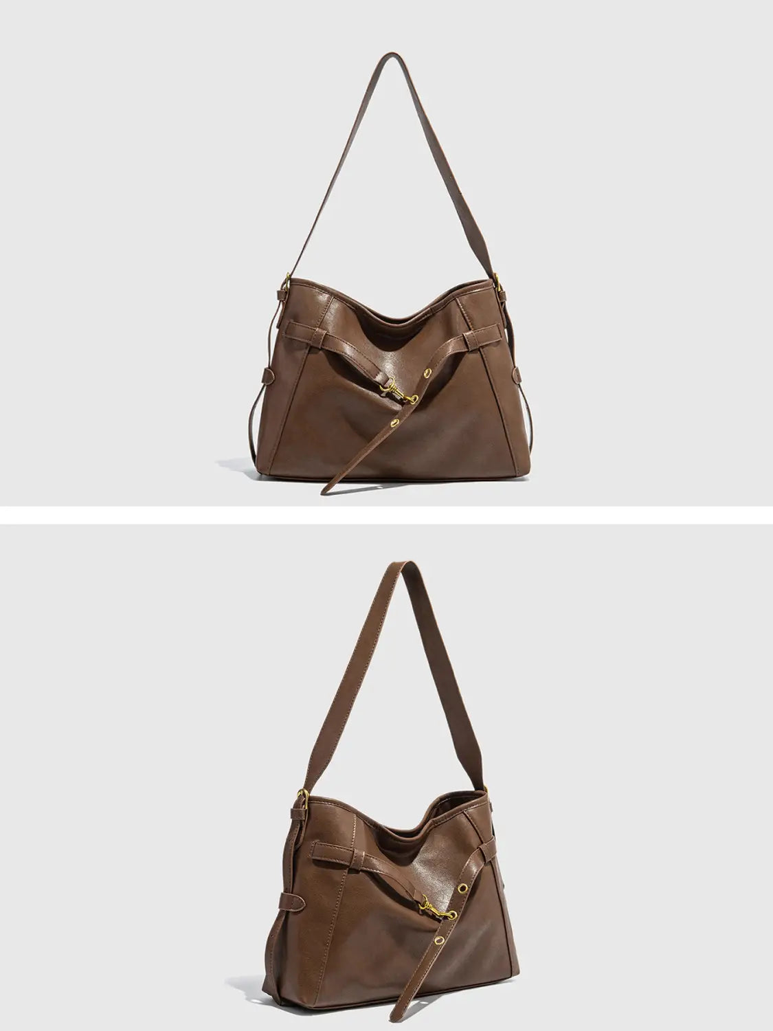 Medium mjuk pu läder resväska brun svart vertikal resebagage väska