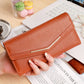 Women’s Long Three-fold Stitching Fashion Multi-card-slot Leather Oil Wax Leather Large-capacity Wallet