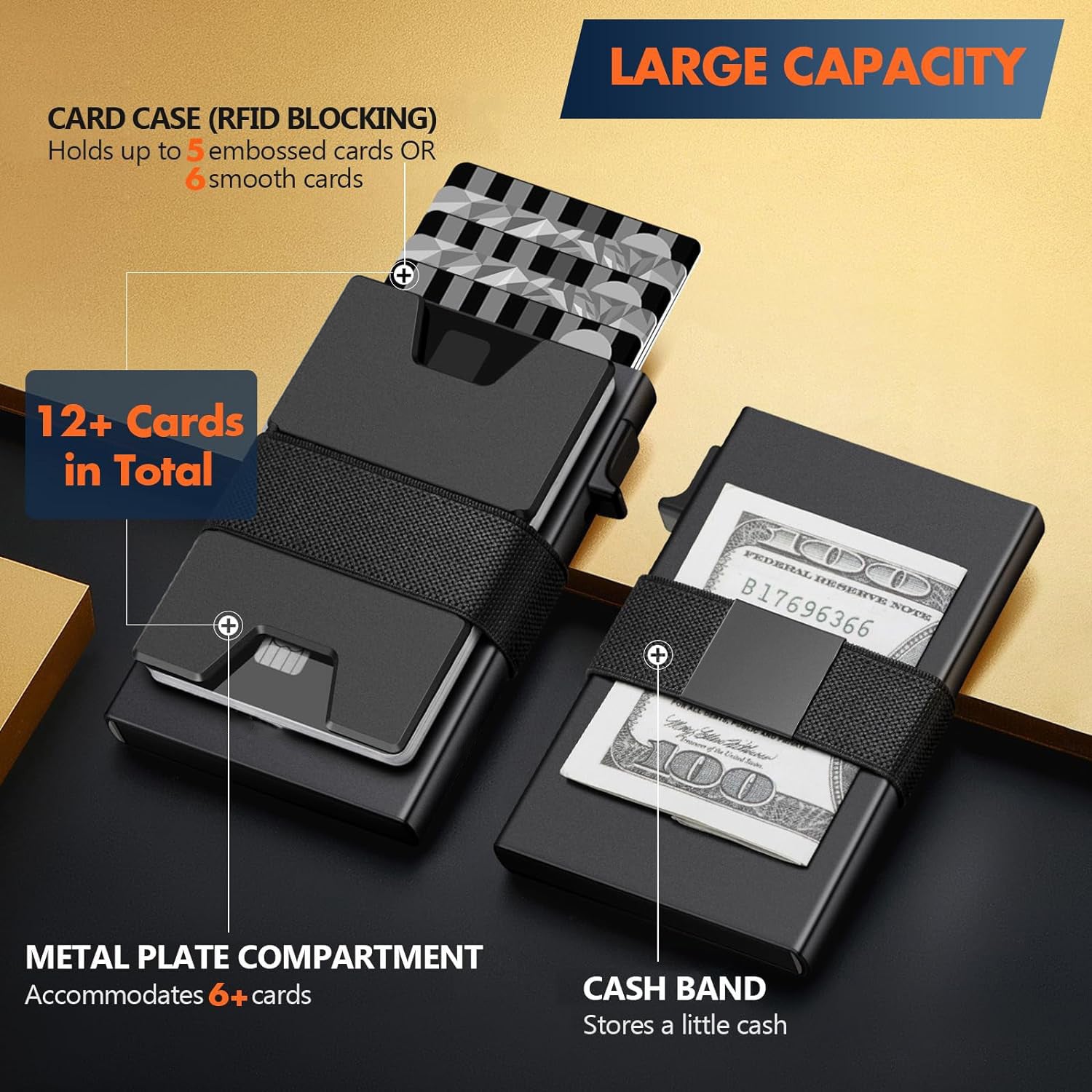 Men’s Metal RFID Anti-magnetic Aluminum Alloy Elastic Band Wallet Card Holder - Aluminum Alloy Wallet for Men