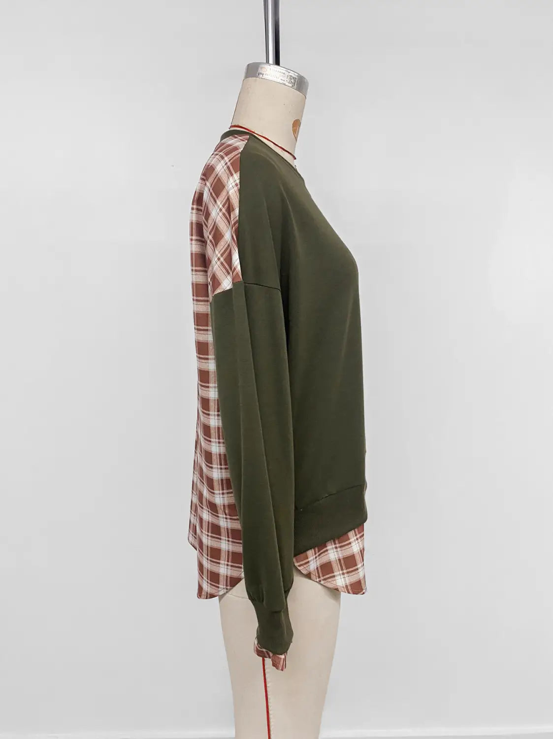 Army Green Loose Fit Pullover Japanese Korean Casual Splice Sweatshirt