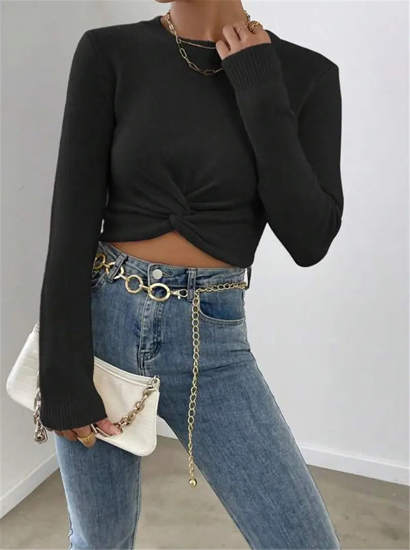 Pulover de pulovere cu vâscoză groasă pentru femei cu mânecă lungă de iarnă tricotat S-XL