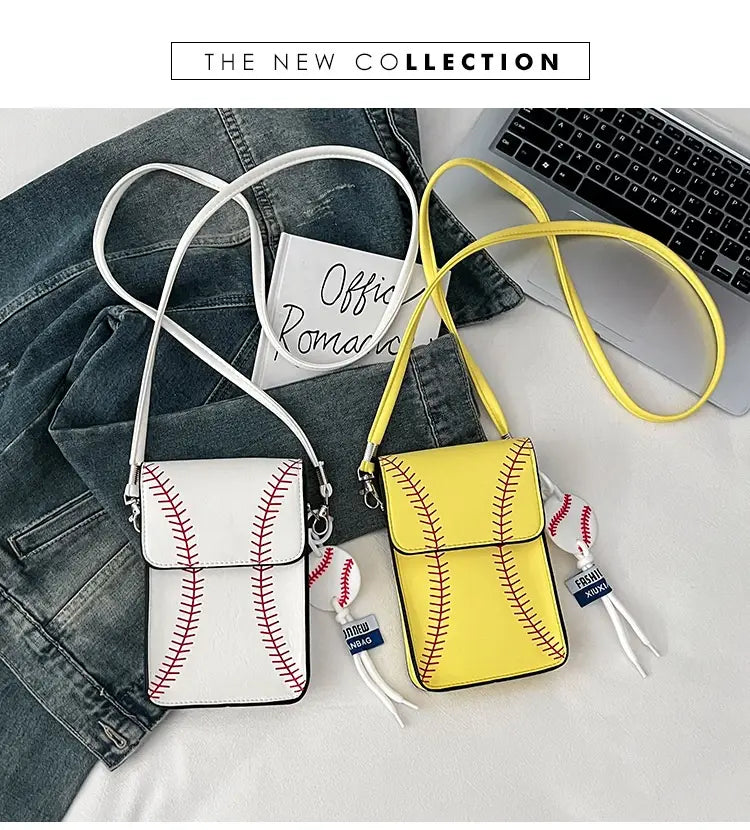 Fehér és sárga puha PU válltáska belső cipzárral