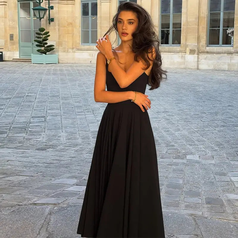 Sleeveless High Waist Midi Dress Milky White Black Blue Polyester S M L