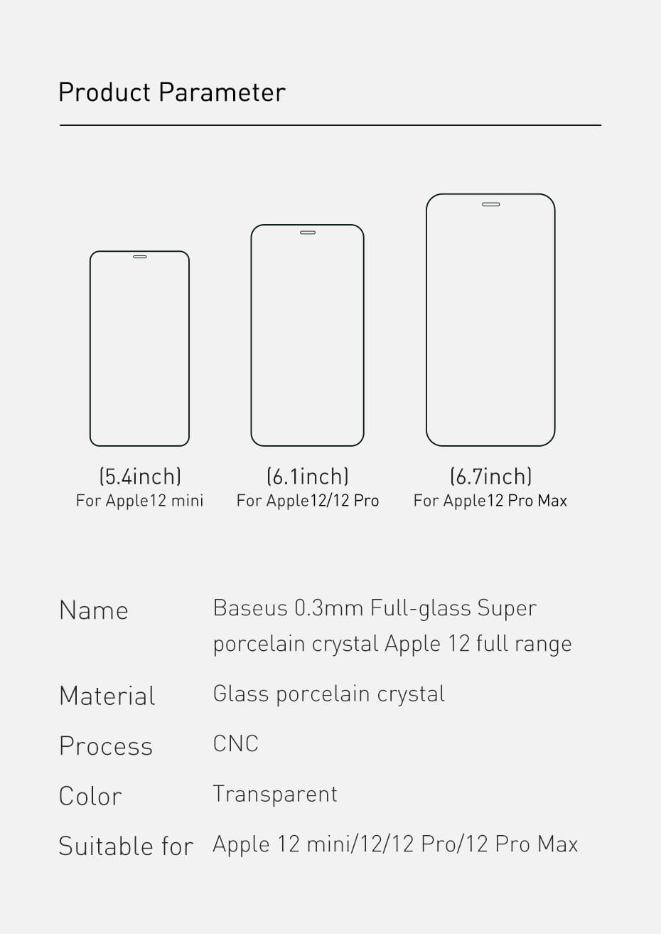 0.3mm All Glass Super Ceramic Tempered Film For IP 12 Mini