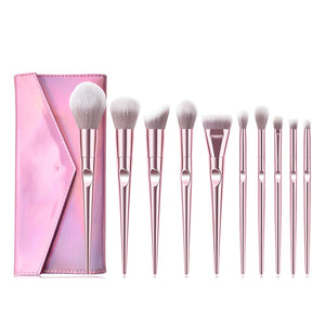 10 Pc Thumb Makeup Brushes Set with Powder and Foundation in Storage Bag - Teleplus thumb makeup brushes powder