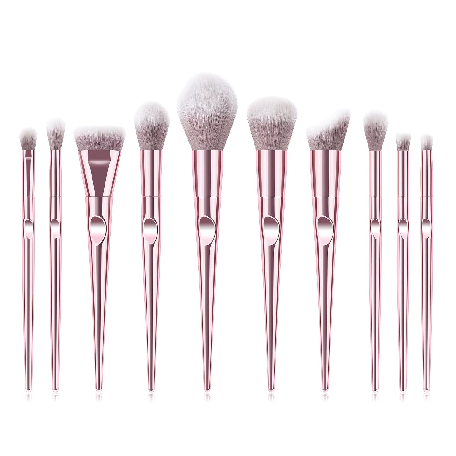 10 Pc Thumb Makeup Brushes Set with Powder and Foundation in Storage Bag - Teleplus thumb makeup brushes powder