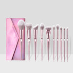 10 Pc Thumb Makeup Brushes Set with Powder and Foundation in Storage Bag - Teleplus thumb makeup brushes powder