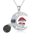 100 languages I Love You Projection Stone Mushroom Moon Necklace Sterling Silver - Fall in Love with Our Mushroom Moon