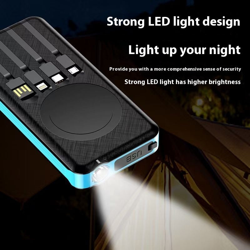 10000mAh Solar Power Bank LED Camping Lantern Wireless Charger Portable Light - Teleplus