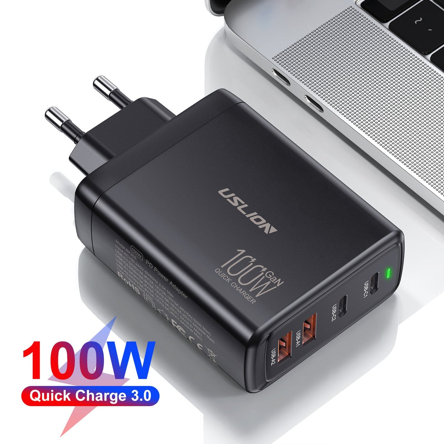 100W Gallium Nitride USB-C Charger with Fire-Retardant Material - Charge Like a Boss 100w gallium nitride