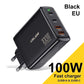 100W Gallium Nitride 4-port Fast Charging Charger - Charge Like a Boss with 100W Gallium Nitride Charger