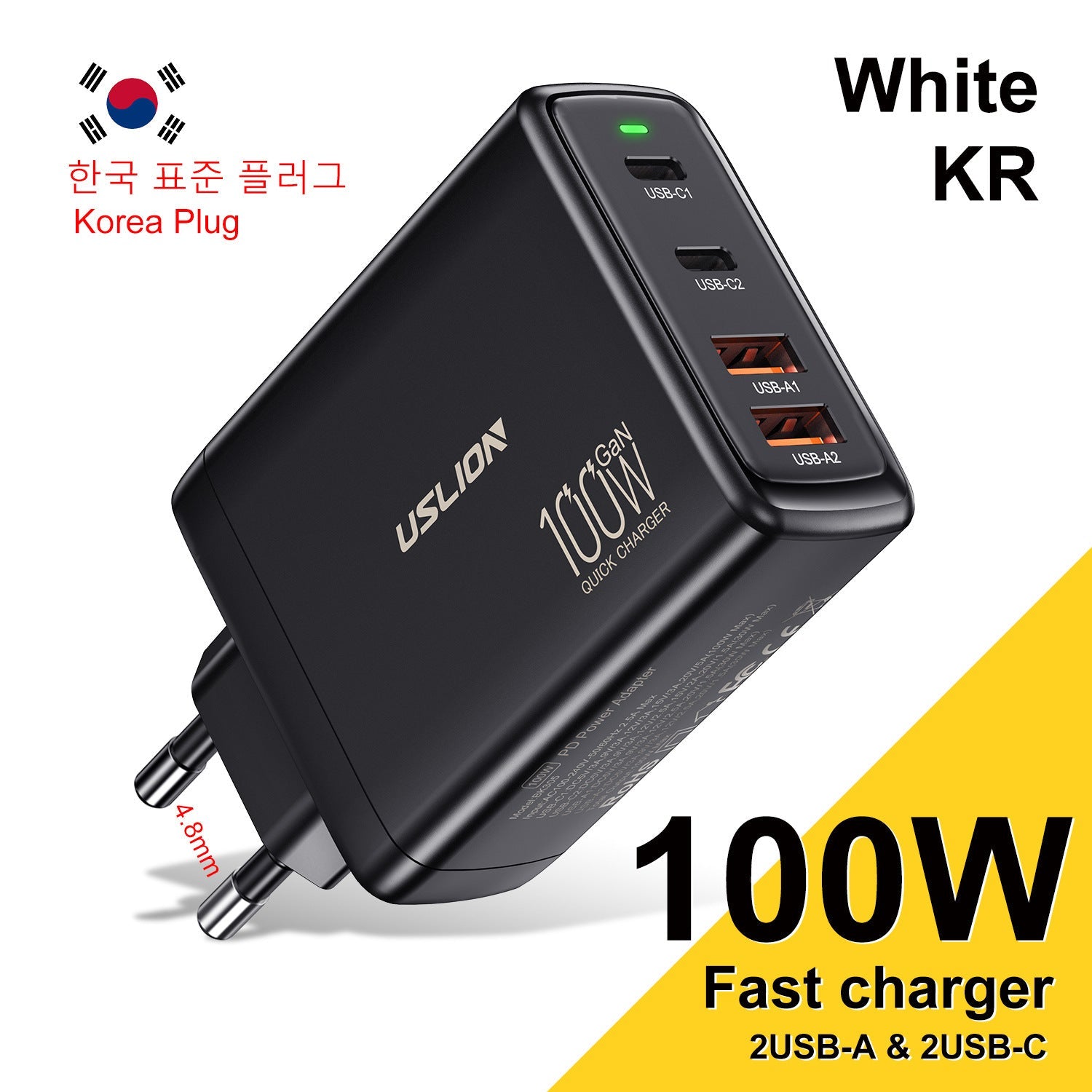 100W Gallium Nitride 4-port Fast Charging Charger - Charge Like a Boss with 100W Gallium Nitride Charger