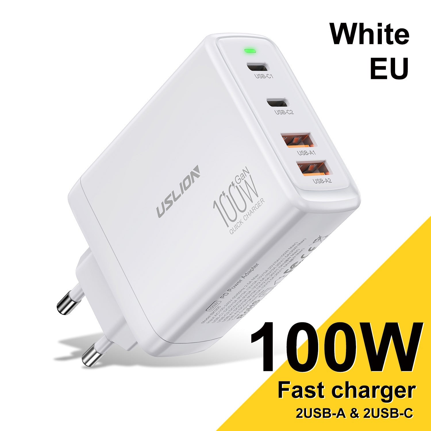 100W Gallium Nitride 4-port Fast Charging Charger - Charge Like a Boss with 100W Gallium Nitride Charger