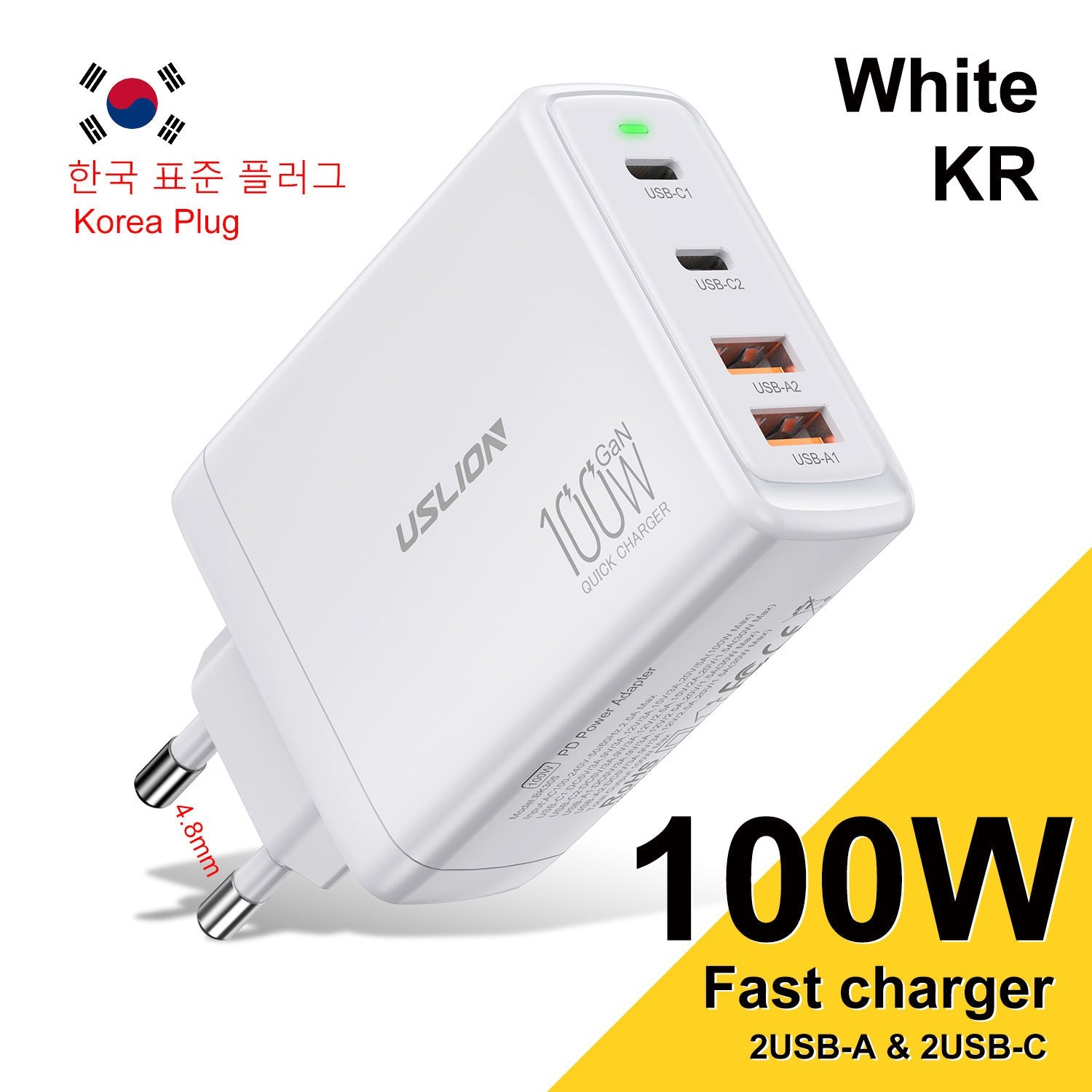 100W Gallium Nitride 4-port Fast Charging Charger - Charge Like a Boss with 100W Gallium Nitride Charger