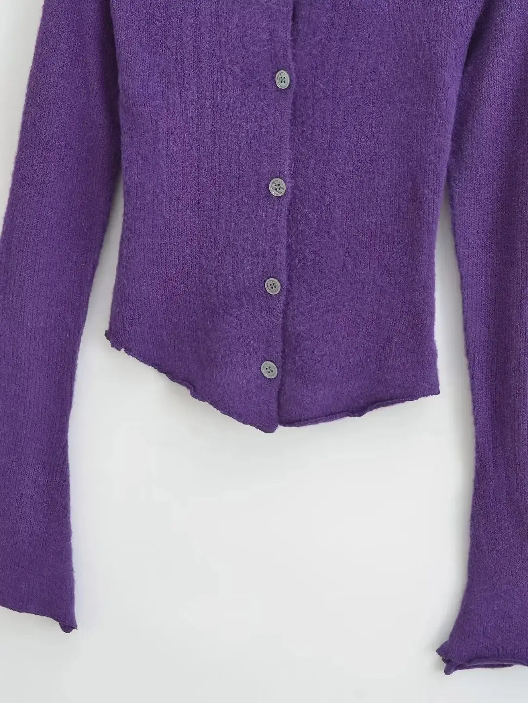 Sleeve Bell Plush Knit Cardigan Slim Slim Fit Hipster Stíl Sráid Cotton