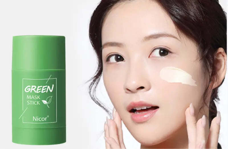 Maschera purificante al tè verde Stick argilla controllo dell'olio anti-acne sbiancante maschera di alghe cura della pelle