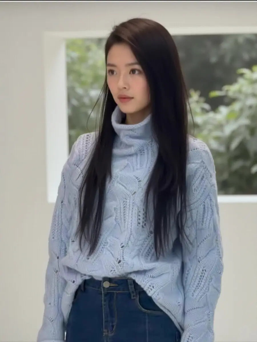 3D mintázatú gyapjúkeverék pulóver pulóver több színű és méretű nők számára