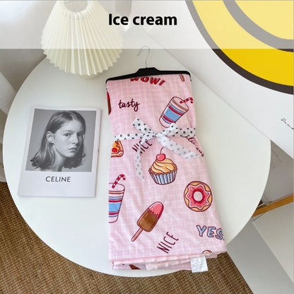 Children’s Printed Simple Casual Pure Cotton Blanket - Cozy Double-Sided Velvet Blanket for Tiny Dreamers