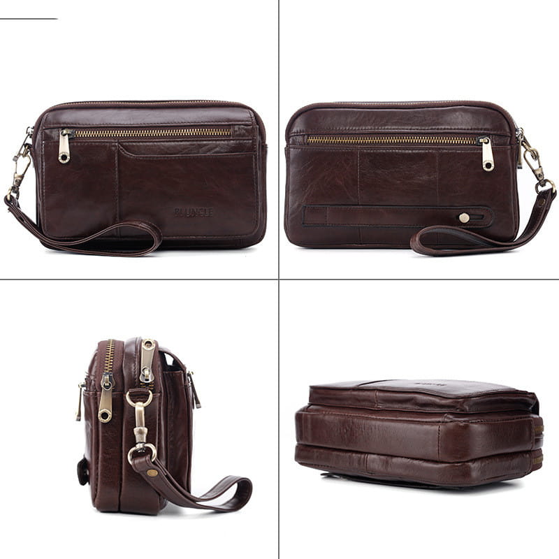 Casual Leather Cortex Bag Clutch with Zipper and Multiple Compartments for United States Buyers