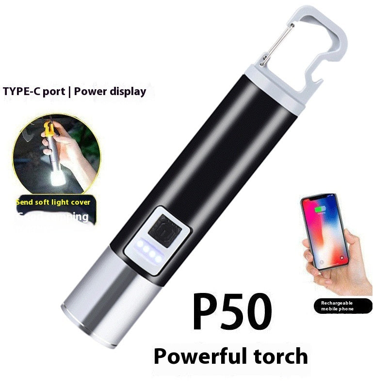 10W S18 White Laser Power Bank with LED Strong Light and Bottle Opener - Teleplus Led led strong light charging