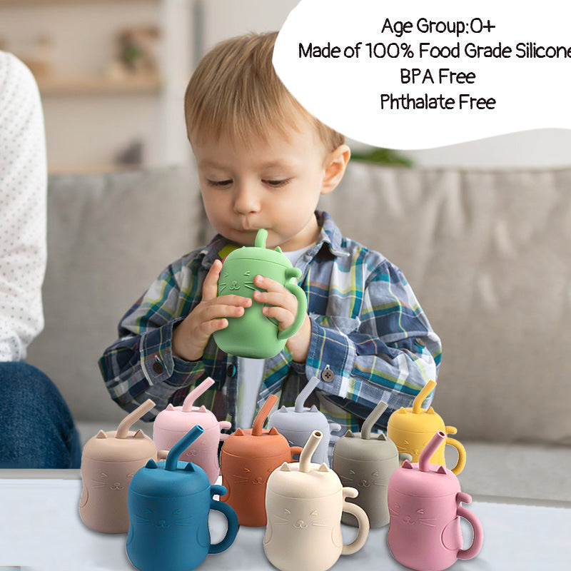 Baby No-spill Cup Silicone Cup With Straw Baby Home Eating Drinking Cup Maternal And Child Supplies - No Spill Fun